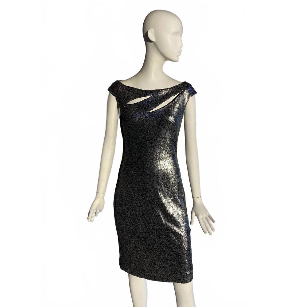 NEW KEVAN HALL women's sequin party mini dress in silver